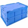 Cheapest 🧨 PrimeMatik Boîte en plastique EuroBox pliable et empilable. Conteneur en bleu avec couvercle 60x40x32cm 65L 🛒