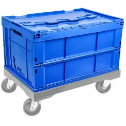 Cheapest 🧨 PrimeMatik Boîte en plastique EuroBox pliable et empilable. Conteneur en bleu avec couvercle 60x40x32cm 65L 🛒 -Sam Outillage STORE 8434852092746 4 1