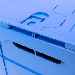 Best Sale 😉 PrimeMatik Boîte en plastique EuroBox pliable et empilable. Conteneur en bleu avec couvercle 60x40x32cm 5-pack ⭐ -Sam Outillage STORE 8434852092746 5