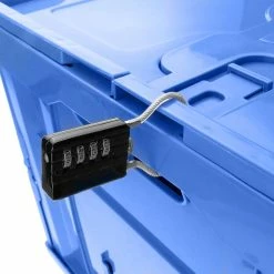 Cheapest 🧨 PrimeMatik Boîte en plastique EuroBox pliable et empilable. Conteneur en bleu avec couvercle 60x40x32cm 65L 🛒 -Sam Outillage STORE 8434852092746 6 1