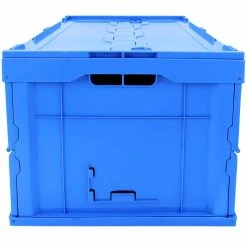 Best Sale 😉 PrimeMatik Boîte en plastique EuroBox pliable et empilable. Conteneur en bleu avec couvercle 60x40x32cm 5-pack ⭐ -Sam Outillage STORE 8434852092746 7