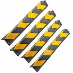 Best Pirce 👏 PrimeMatik Protecteur en caoutchouc réfléchissant de 80 cm pour les coins en noir et jaune 4-pack ❤️