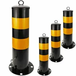 Buy 🌟 PrimeMatik Bollard d’acier cloué avec base amovible 12x50 cm 4-pack 😀