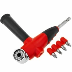 Deals 👏 BeMatik Tournevis manuel avec design angulaire. Adaptateur hexagonal 1/4 6,35 mm pour mandrin à angle droit et 4 conseils 👏 -Sam Outillage STORE 8434852169691 6