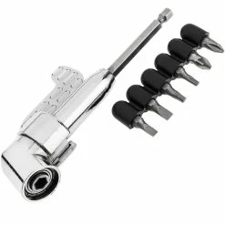 Best Sale 👏 BeMatik Tournevis manuel avec design angulaire. Adaptateur hexagonal 1/4 6,35 mm pour mandrin à angle droit et 6 conseils 😀