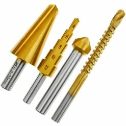 Deals 🎉 BeMatik Foret à étages spiral pour perceuse et meuleuse 4 pièces hélicoïdales et fraisées 🔔