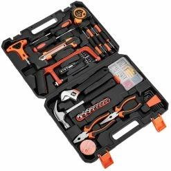 Best reviews of 🌟 PrimeMatik Jeu d'outils de base de 82 pièces. Tournevis, pinces, marteau, ruban à mesurer, etc. 🥰 -Sam Outillage STORE 8434852224260 3