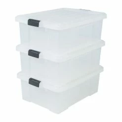 Outlet ✔️ Sans marque IRIS OHYAMA Lot de 3 boites de rangement avec fermeture clic - Power Box - SK-430 - Transparent - 43 L - 63,5 x 44,6 x 23 cm 🎉