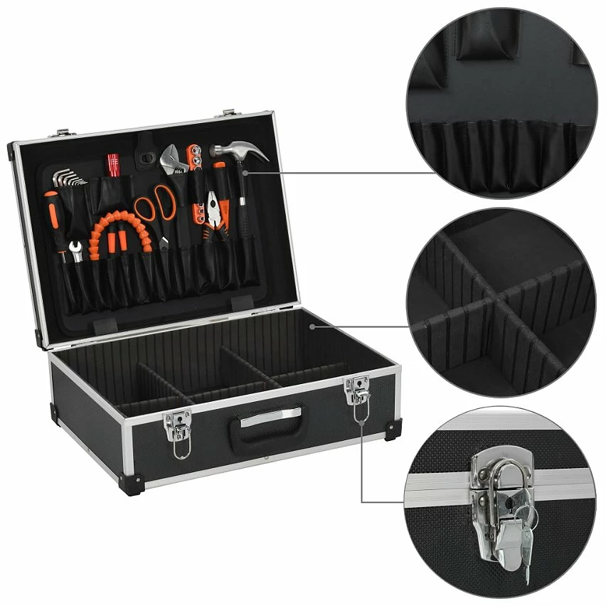Promo 🧨 vidaXL Valise à outils 46 x 33 x 16 cm Noir Aluminium 🎁 3 Promo 🧨 vidaXL Valise à outils 46 x 33 x 16 cm Noir Aluminium 🎁 – Image 3