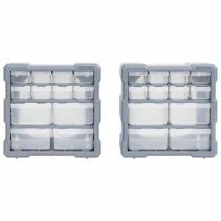 Discount 💯 vidaXL Organisateurs multi-tiroirs avec 12 tiroirs 2 pcs 26,5x16x26 cm 🎁 -Sam Outillage STORE 8720286058763 3
